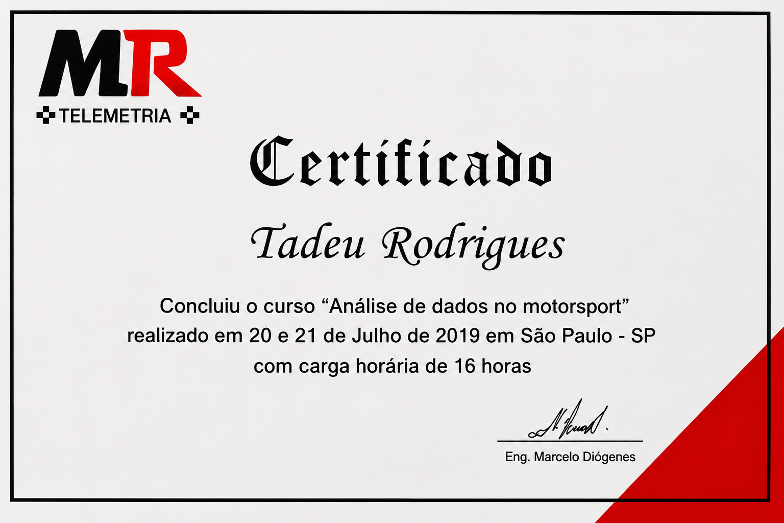 Certificado MR Telemetria