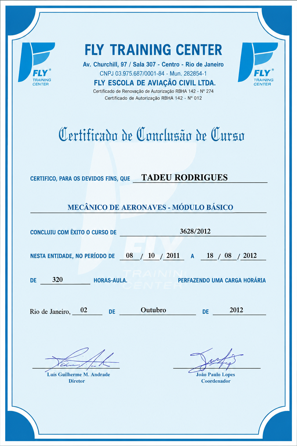 Certificado Fly Training