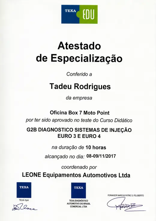 Certificado TEXA EDU