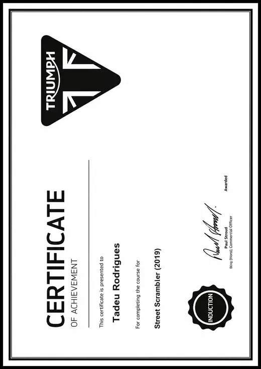 Certificado Triumph Street Scrambler